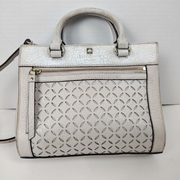 FLAWS Kate Spade Looloo Perri Lane Bubbles Crossbody Taupe Leather Bag - Picture 3 of 16